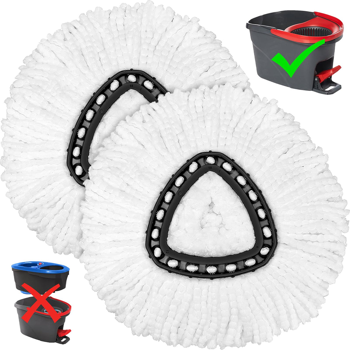 2 Pack Mop Replacement Heads for O-Cedar Spin Mop, Microfiber Spin Mop Refills, Easy Cleaning Mop Head Replacement Refill