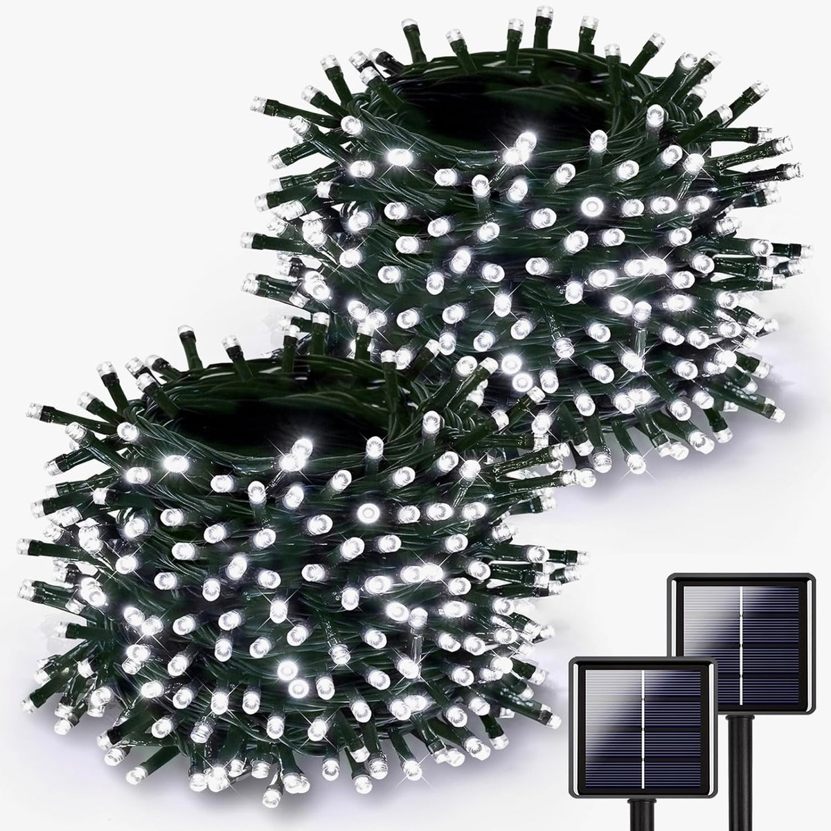 2-pack of 200-led strings totaling 400 leds across 144ft on discreet green wire