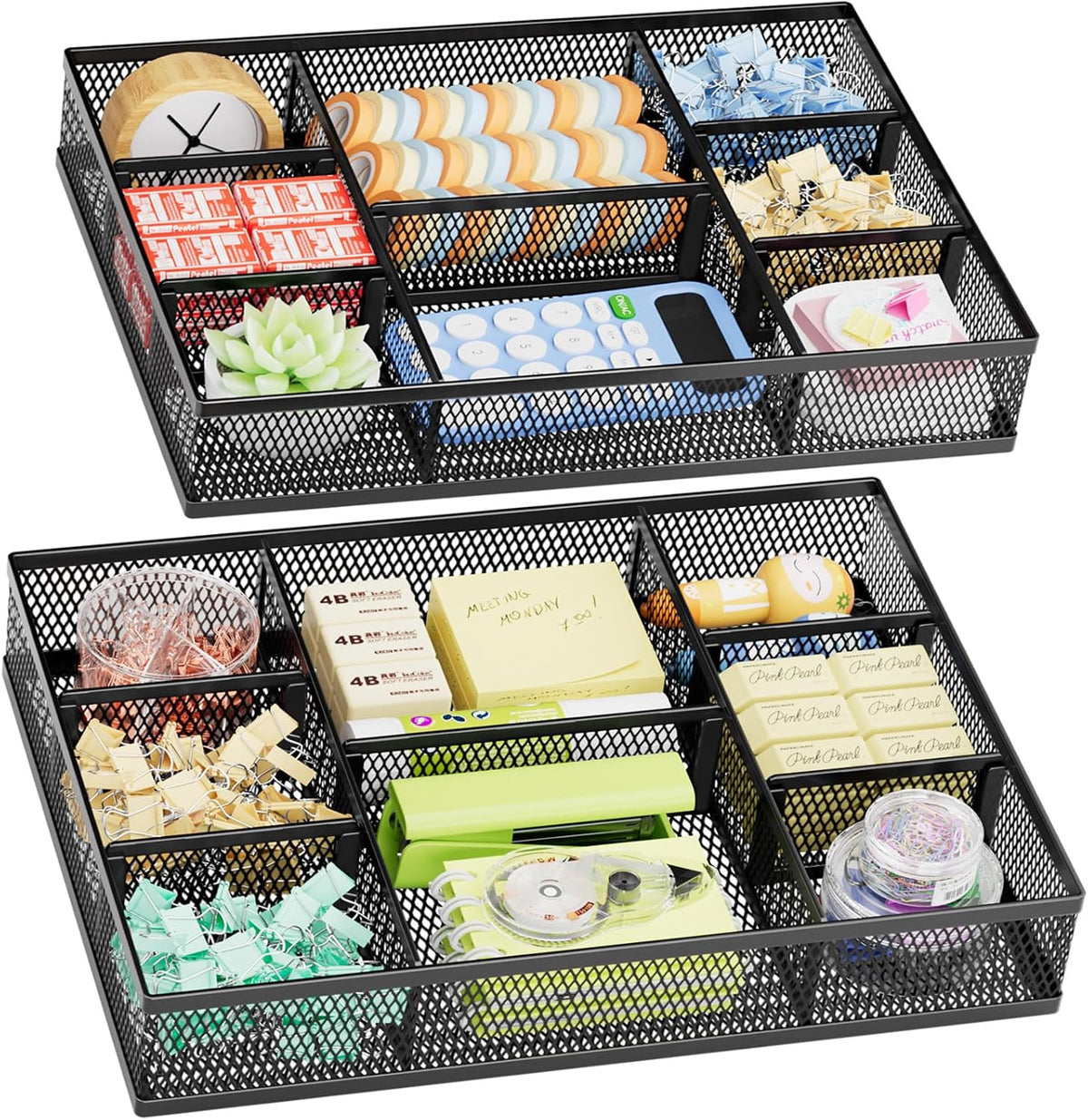2-pack set with 8 compartments total and 5 removable dividers (4+1 configuration)