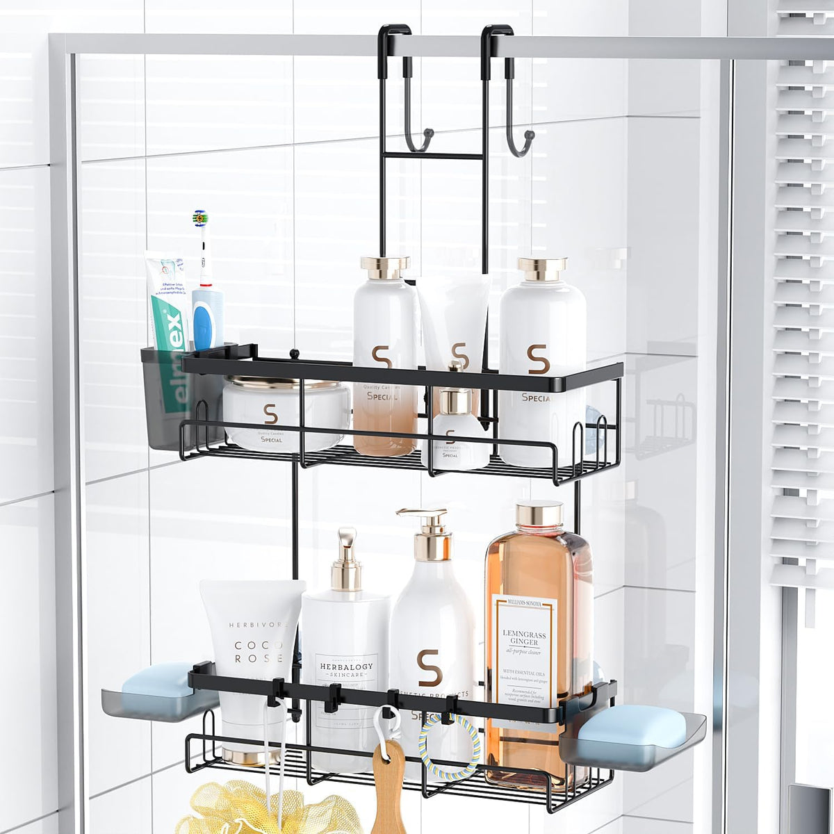 2-tier design with 6 compartments measuring 12.5 x 5.3 x 24 inches
