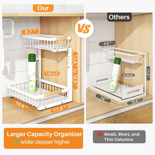 2-tier sliding drawers with smooth guide rails
