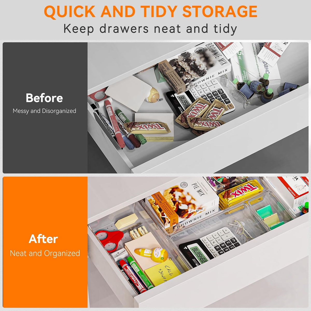 24 included silicone non-slip pads that grip the drawer base