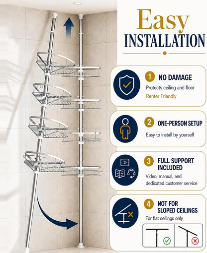 24-pound weight capacity with no-drill corner installation