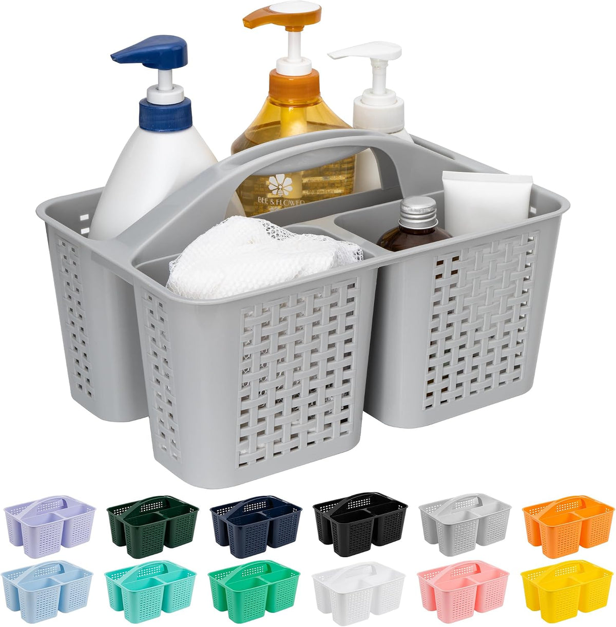 3-compartment rectangular layout measuring 12.4" l x 9" w x 7.3" h