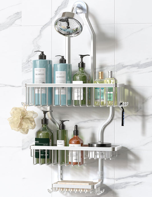 3-tier basket layout with dedicated soap holder basket