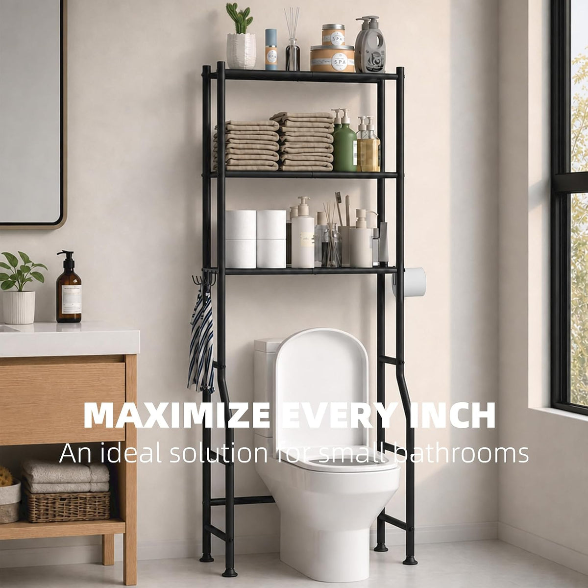3-tier (or 4-tier) open shelving with removable shelf option