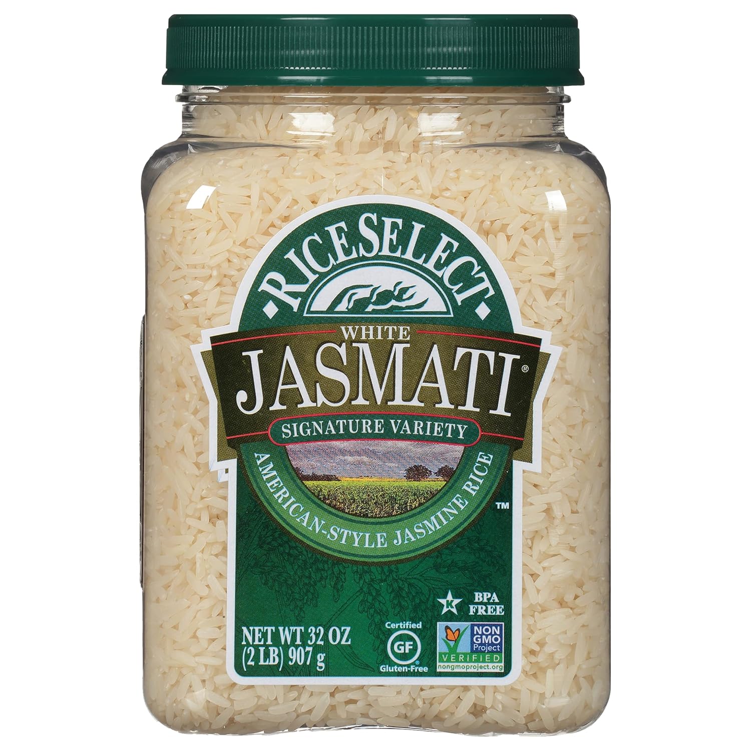 32-ounce bpa-free fully recyclable plastic jar with iconic riceselect branding