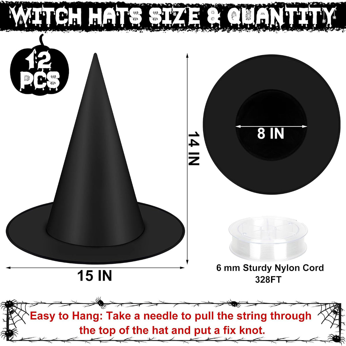 328 ft of 6mm strong nylon hanging cord included
