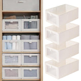 Pradnel Linen Closet Organizers for Office Focus Spaces, Neutral Storage Bins with Window Panel for Reference Books and Notebooks