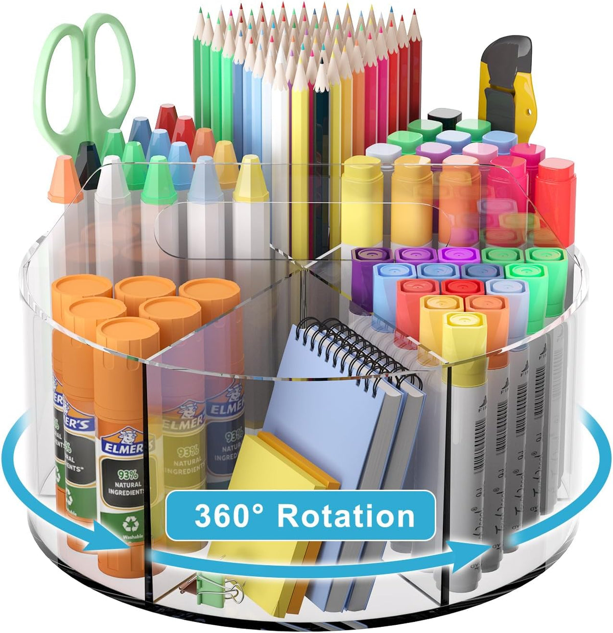 360-degree rotating turntable base for full compartment access without lifting