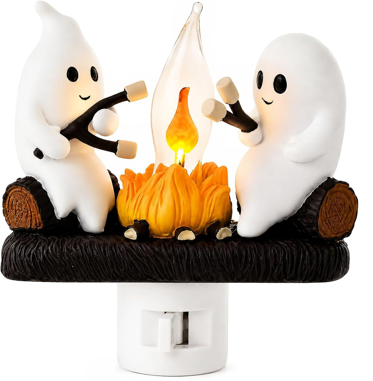 3d resin-sculpted ghost and campfire design with detailed marshmallow figures