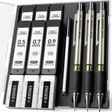 0.5mm Metal Pencil Set – Housewarming Gift for Creatives, All-in-One Writing Kit with Leads and Refill Erasers