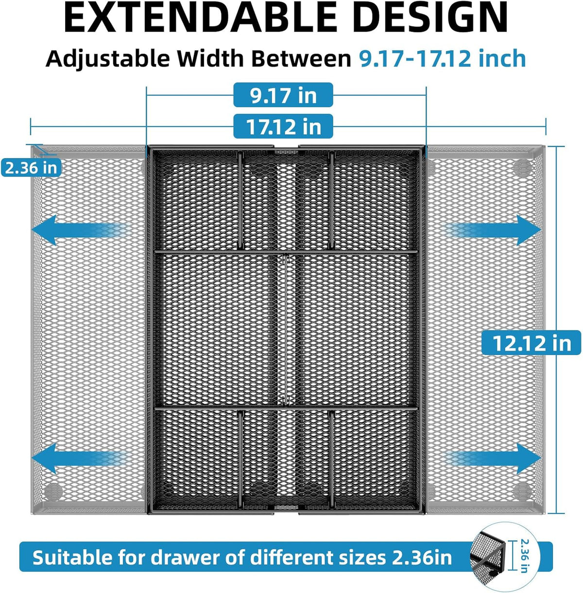 4+1 removable dividers producing up to 10 adjustable compartments