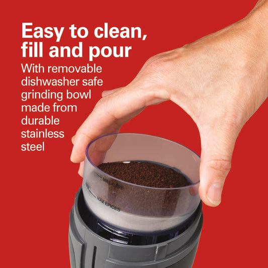 4.5 oz grinding capacity producing enough grounds for up to 12 cups of coffee
