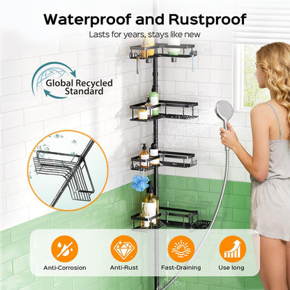 4-tier storage with 2 extra-tall baskets and 3 standard rustproof shallow baskets
