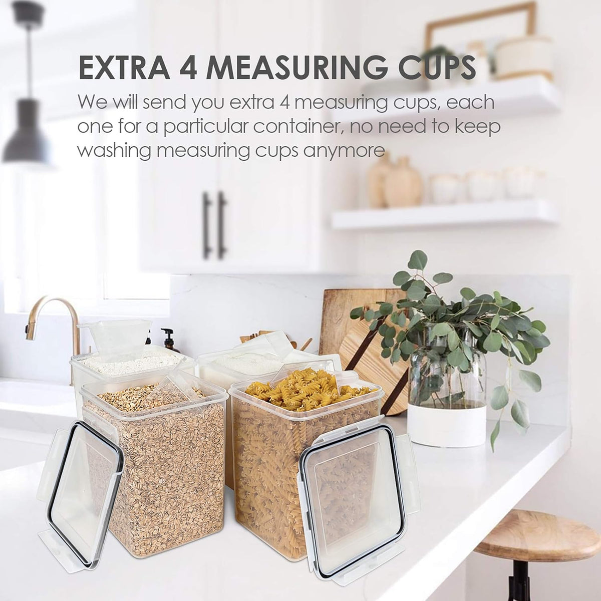 5.2l / 175 oz capacity per container (set of 4) with wide opening for measuring cup access