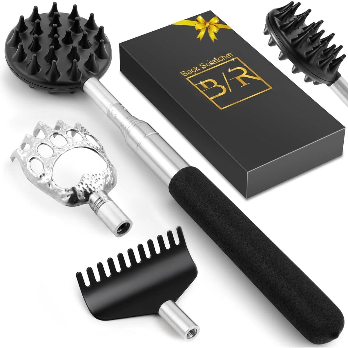5 patented-design detachable heads (dual-sided spikes, claw, rake, and extra head)