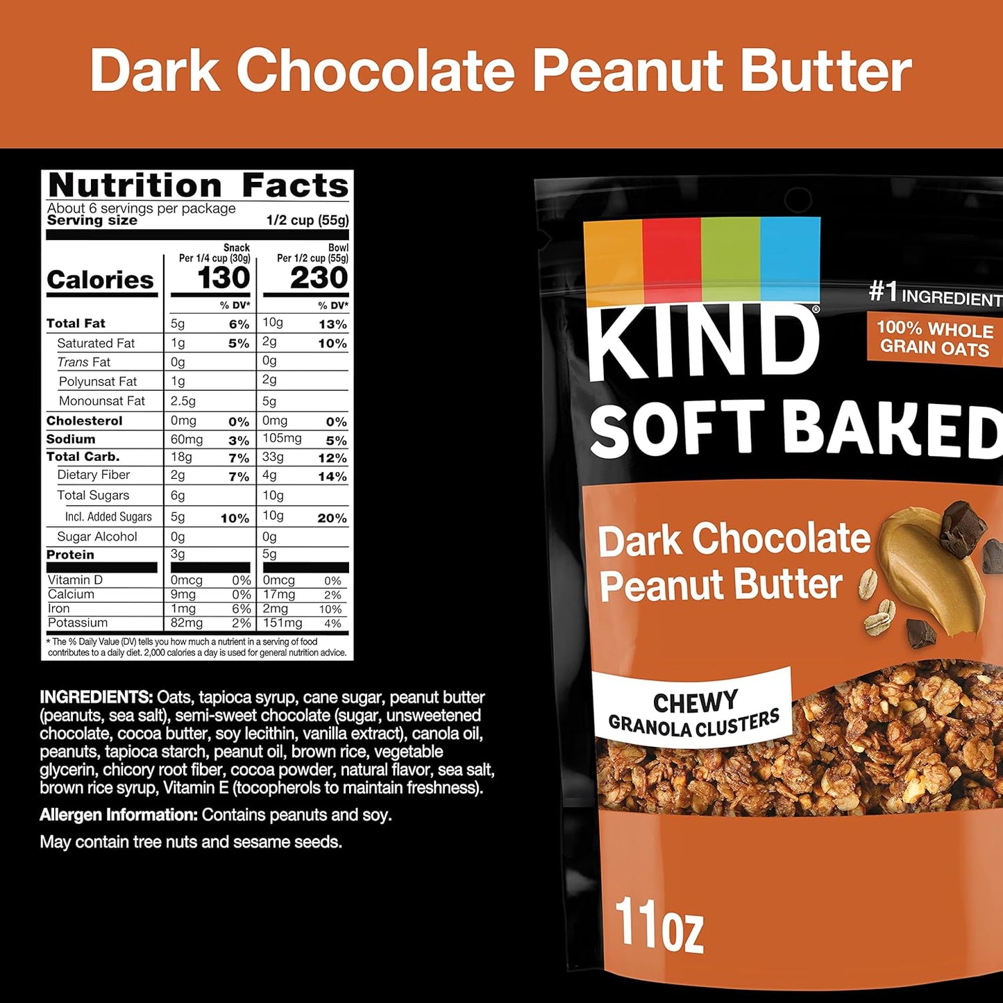 5g protein per serving from whole grains and peanuts