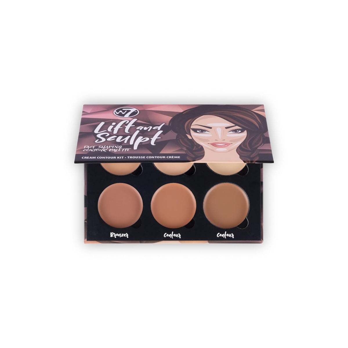 6 cream-textured pans in a range of contour and highlight shades that mix and blend