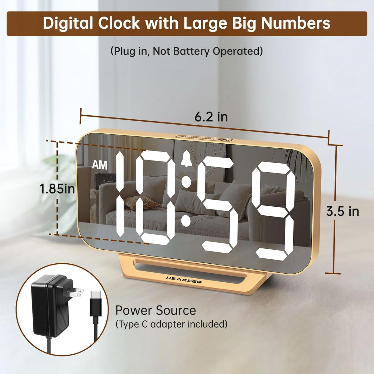 6-level adjustable brightness dimmer for day and night visibility