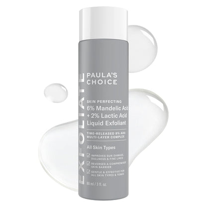 6% mandelic acid + 2% lactic acid aha blend in a liquid exfoliant format