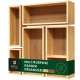 ROYAL CRAFT WOOD Bamboo Drawer Tray Set – Decorative Organizer for Vanity Counter, Aesthetic Makeup and Beauty Storage