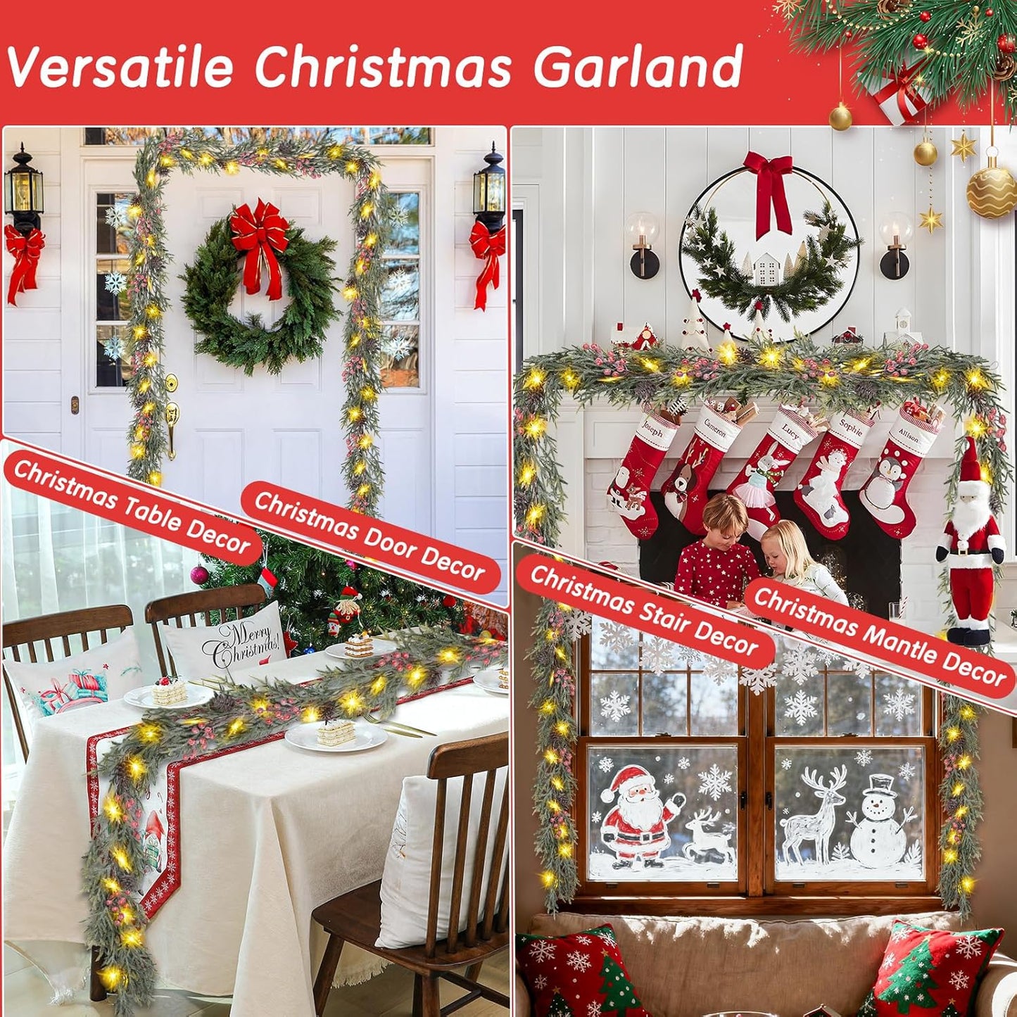 6FT Battery Operated Garland with Faux Pine and Pine Cones – Cozy Holiday Housewarming Gift for Her and Best Friend
