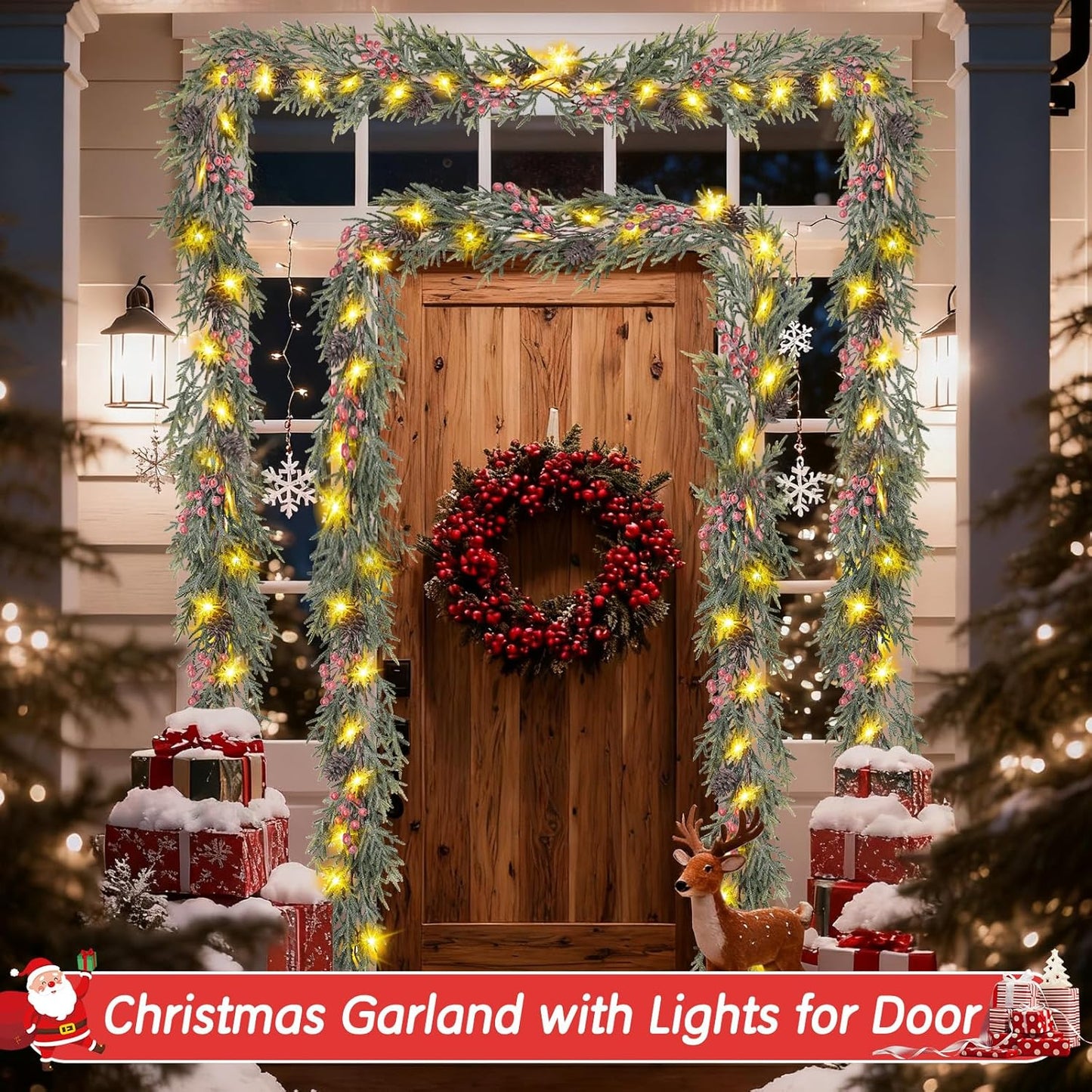 6FT Battery Operated Garland with Faux Pine and Pine Cones – Cozy Holiday Housewarming Gift for Her and Best Friend