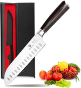 imarku Santoku Knife 7 Inch – Reduce Wrist Fatigue During Long Prep Sessions, Ergonomic Pakkawood Handle