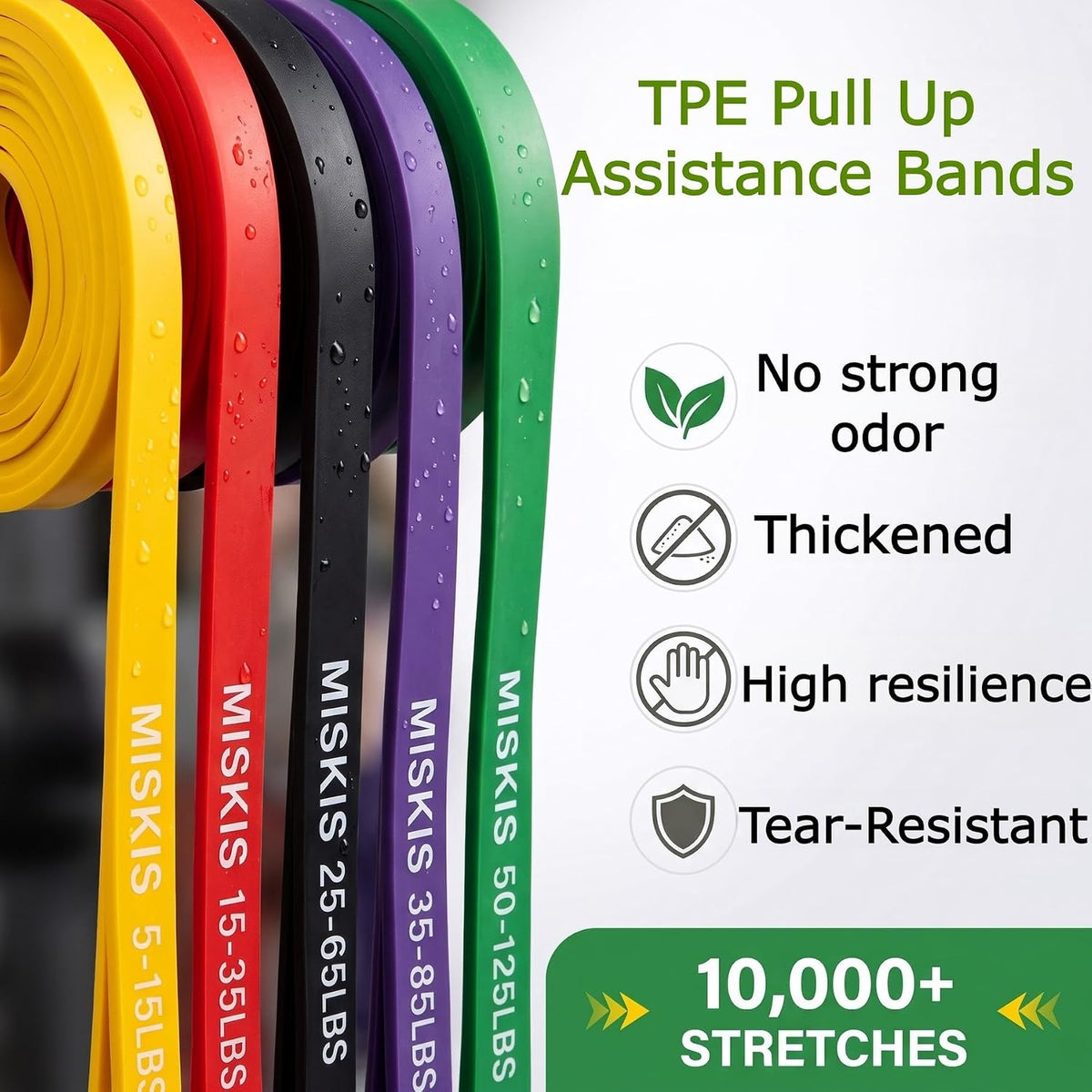 7-piece set includes 5 bands, 1 door anchor, and 1 carry bag