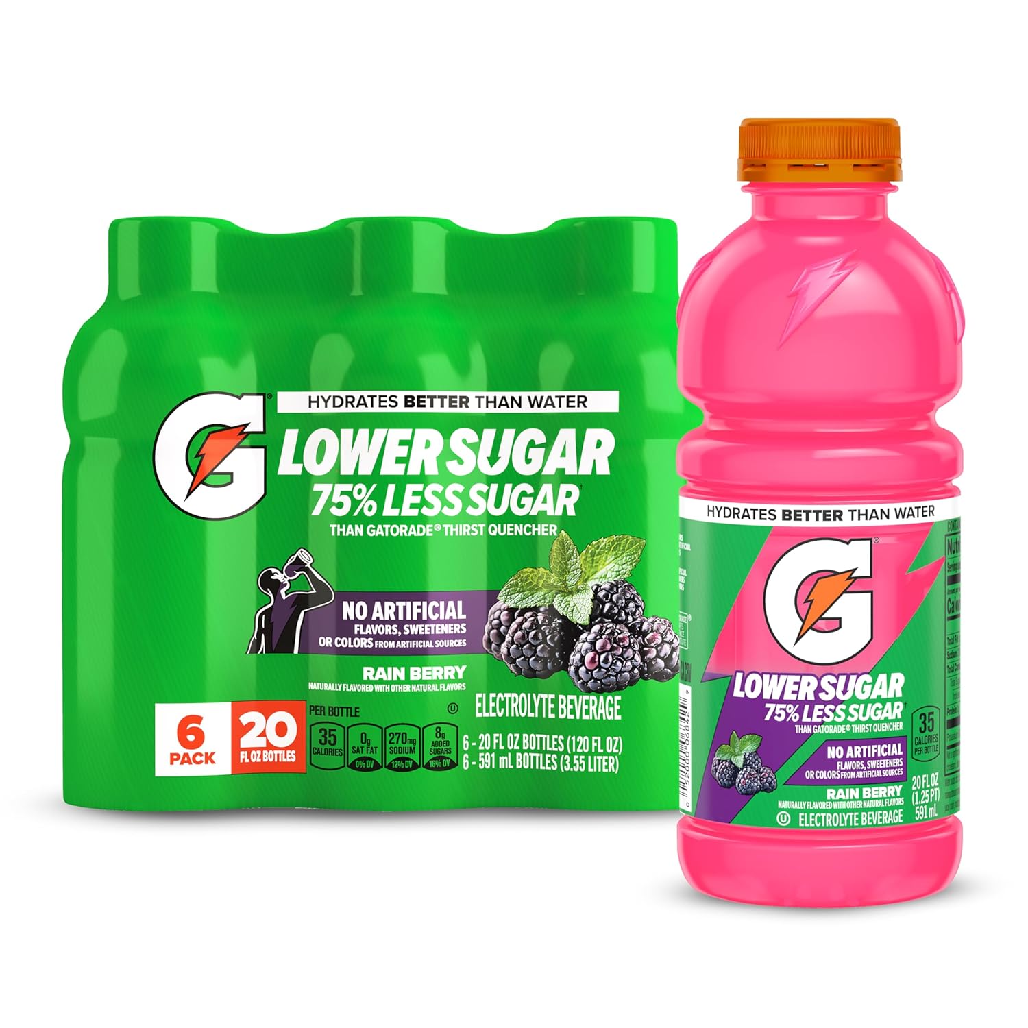 75% reduced sugar formula (5g vs 21g per 12 fl oz serving compared to gatorade thirst quencher)