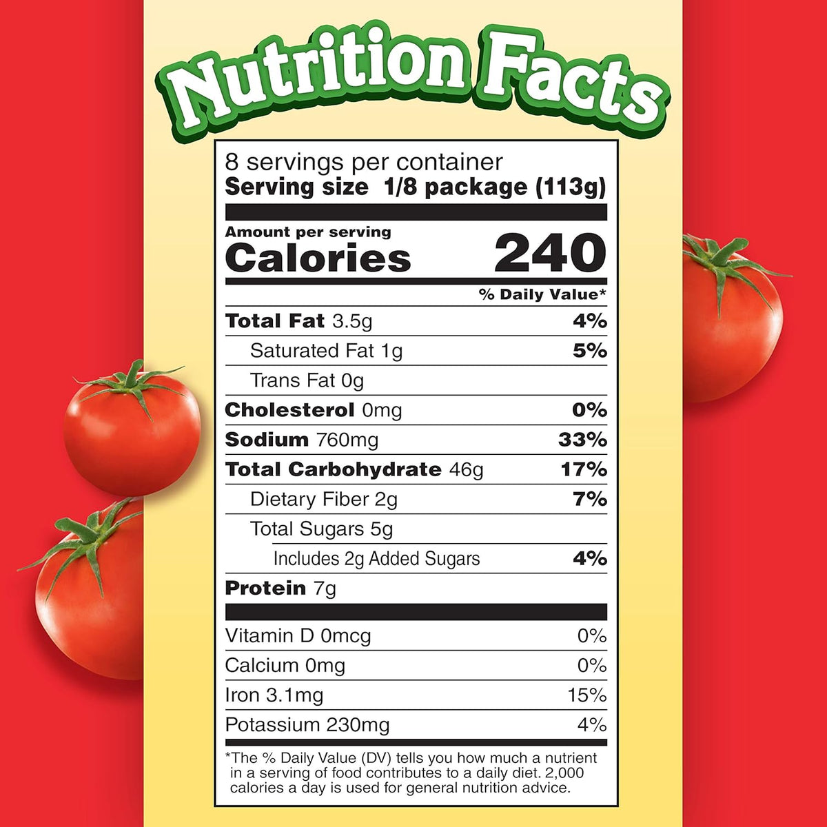 8 grams of protein and 260 calories per serving