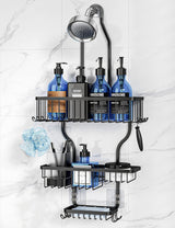 YASONIC Never Rust Shower Caddy – Wedding Registry Shower Gift for Couples, 2-Tier Hanging Rack in Sleek Black