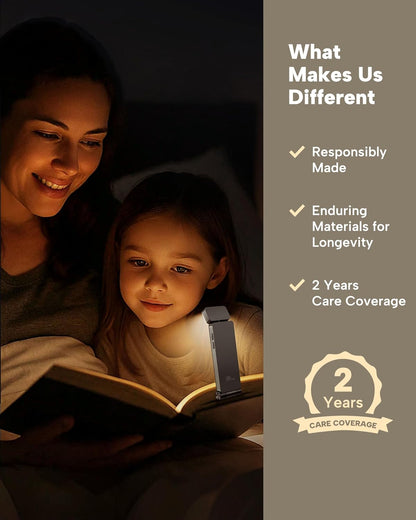 86lux Book Light, Rechargeable Clip-On LED Reading Light for Bed, Clean-Lined Neutral Reading Light for Modern Reading Nooks