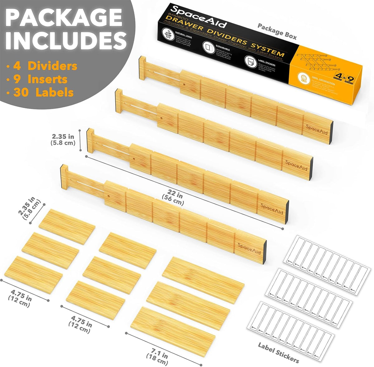 9 mini sub-dividers/inserts to create smaller compartments within larger sections