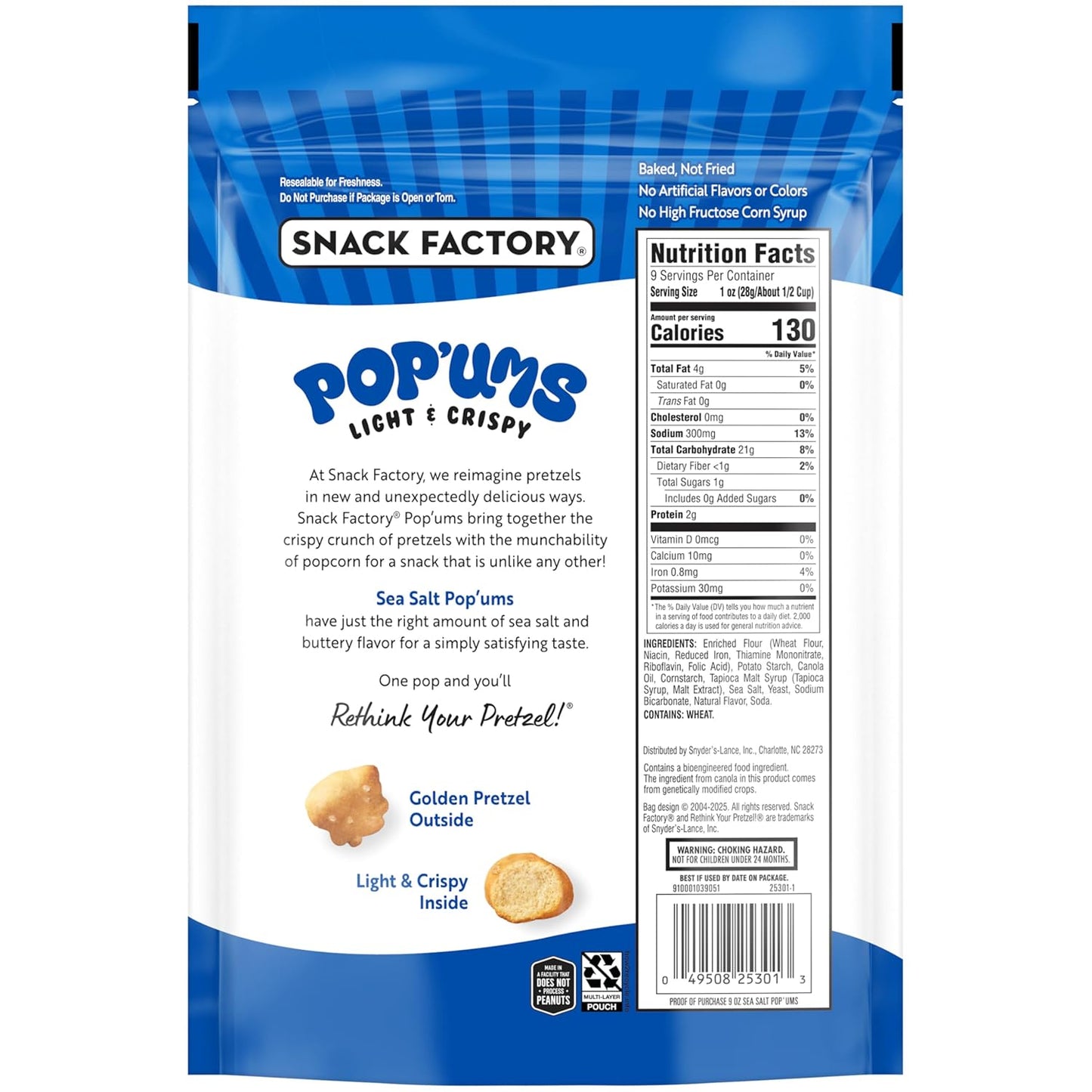 9-ounce reclosable-style bag sized for sharing or multi-day snacking