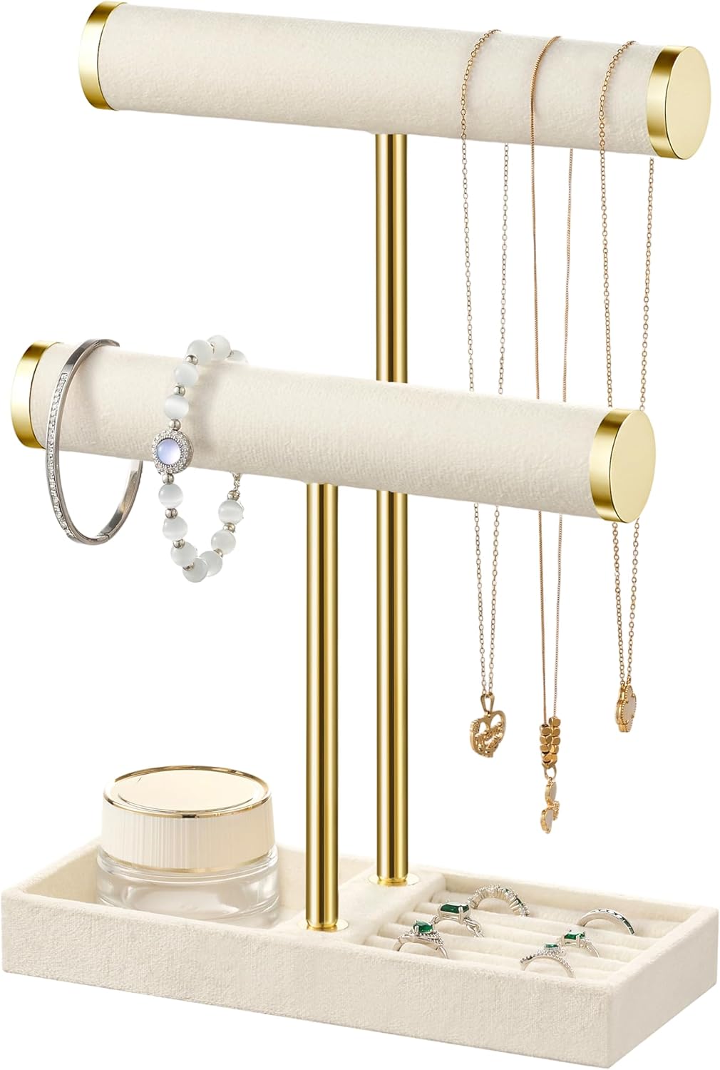 a-grade velvet rods and ring tray with soft, scratch-protective surface