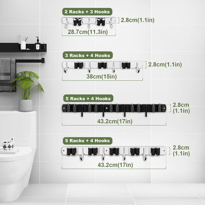 AceMining Wall Mount Broom and Mop Organizer – Time-Saving Storage Solution for Shared Homes and Daily Cleaning Efficiency