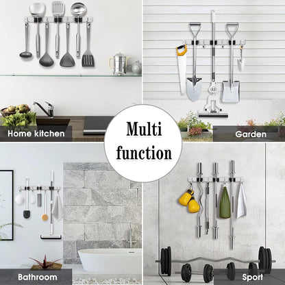 AceMining Wall Mount Broom and Mop Organizer – Time-Saving Storage Solution for Shared Homes and Daily Cleaning Efficiency