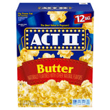 Act II Butter Microwave Popcorn 12-Count Bags – Portable Snack for Camping Trips and Backyard Movie Nights, Single-Serve Packs