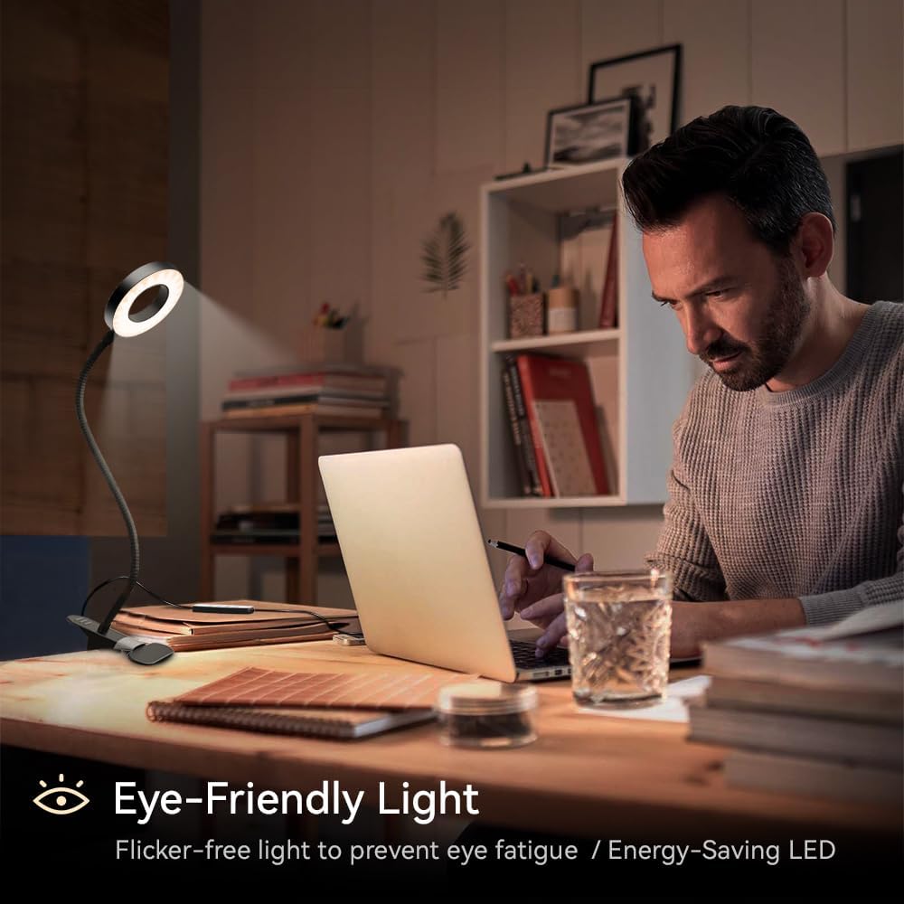 Adjustable LED Work Lamp – Productivity Lighting for Dorm Study and Home Office, Eye-Caring Clamp Light
