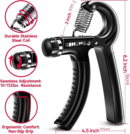 adjustable resistance range of 10–132 lbs via tension setting