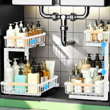 Under Sink Organizer 2 Pack Carbon Steel Slide Out Drawer, Functional Holiday Gift for Home Organizers