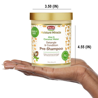 African Pride Moisture Miracle Pre-Shampoo Detangler – Clean Beauty Pre-Poo for Curly Hair, Simple Slip and Hydration in One Step