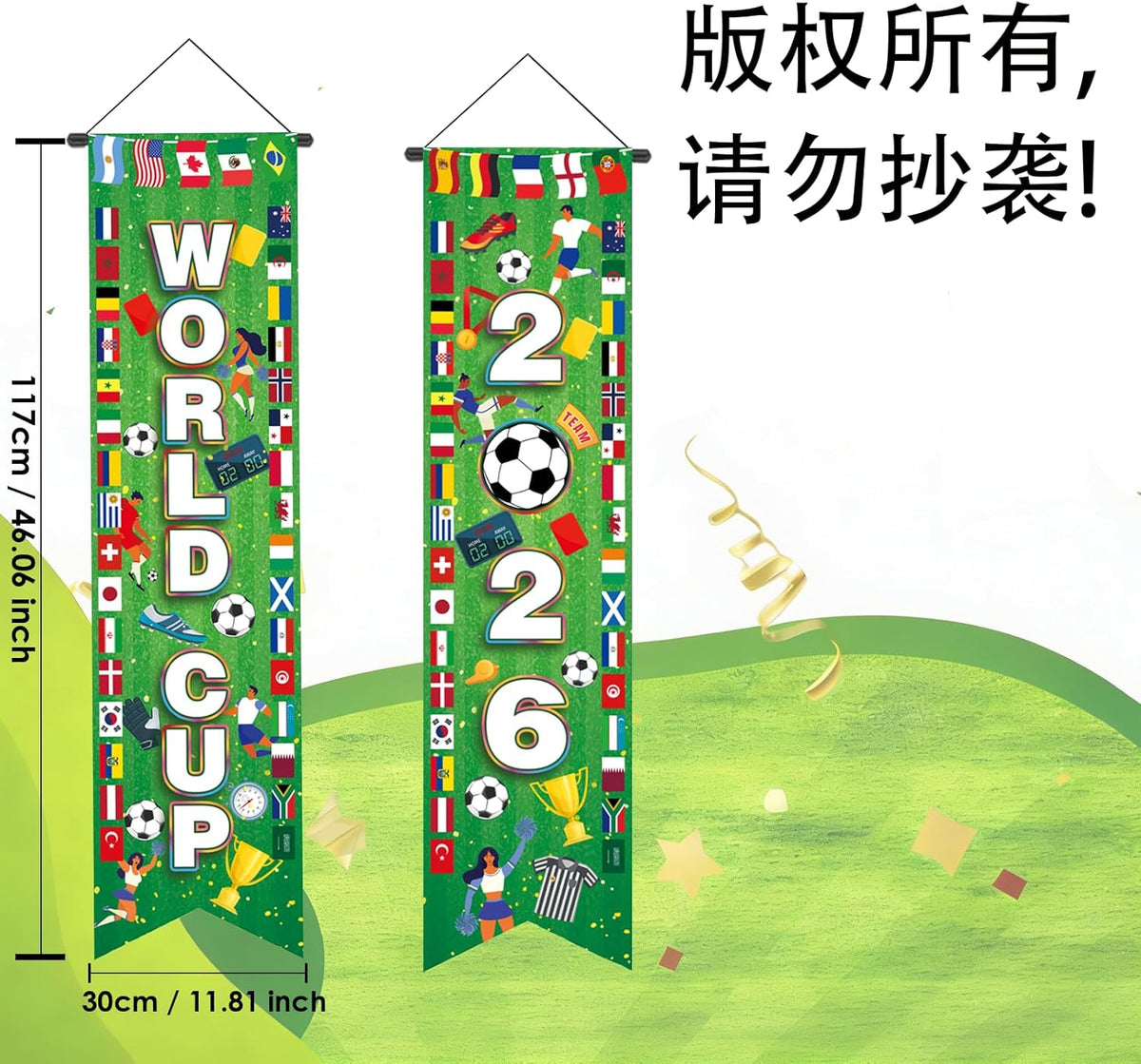 AhfuLife 2026 World Soccer Door Banner Couple Set Surprise Gift for Soccer Dad Coach and Avid Fan (Style 1)
