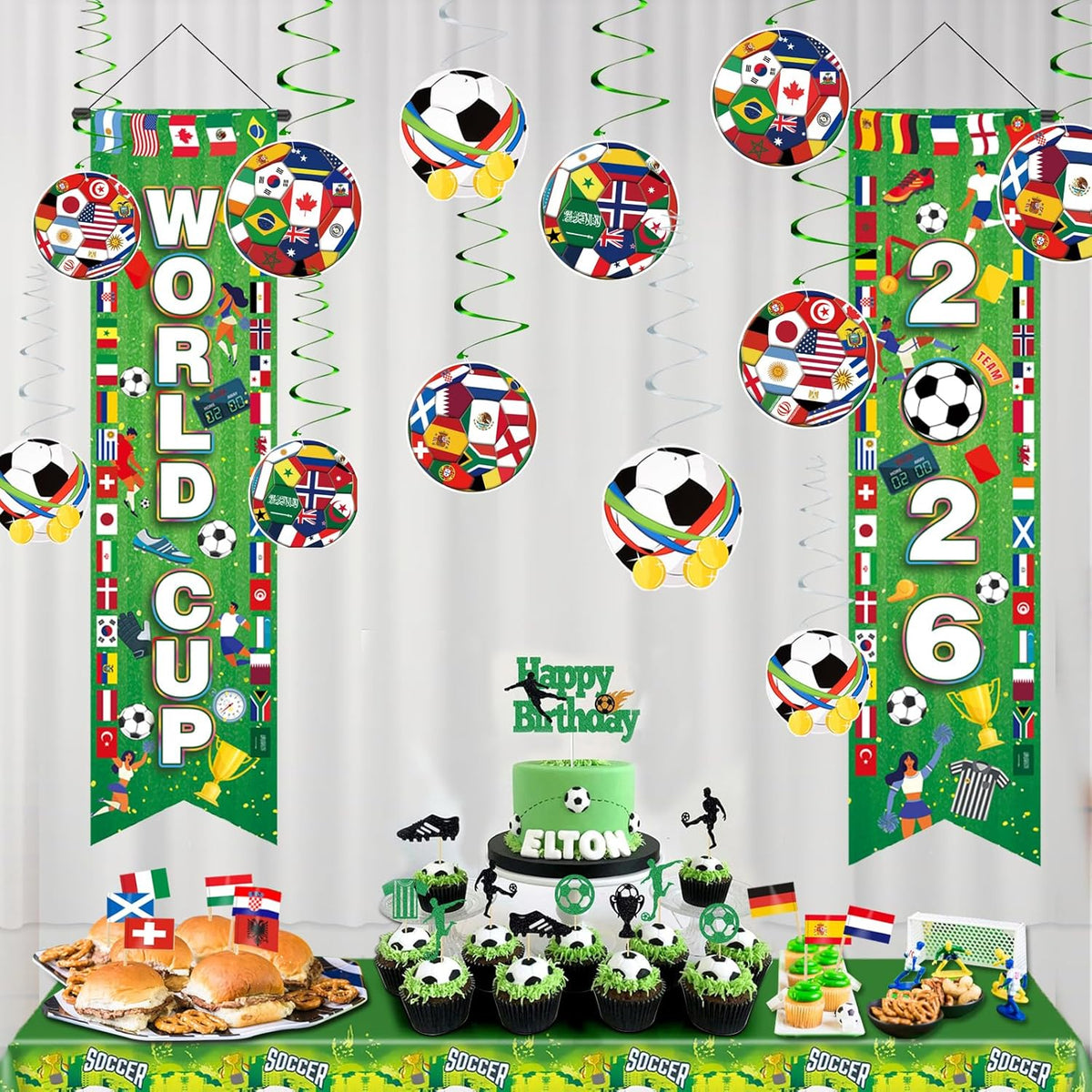 AhfuLife 2026 World Soccer Door Banner Couple Set Surprise Gift for Soccer Dad Coach and Avid Fan (Style 1)