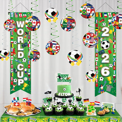 AhfuLife 2026 World Soccer Door Banner Couple Set Surprise Gift for Soccer Dad Coach and Avid Fan (Style 1)