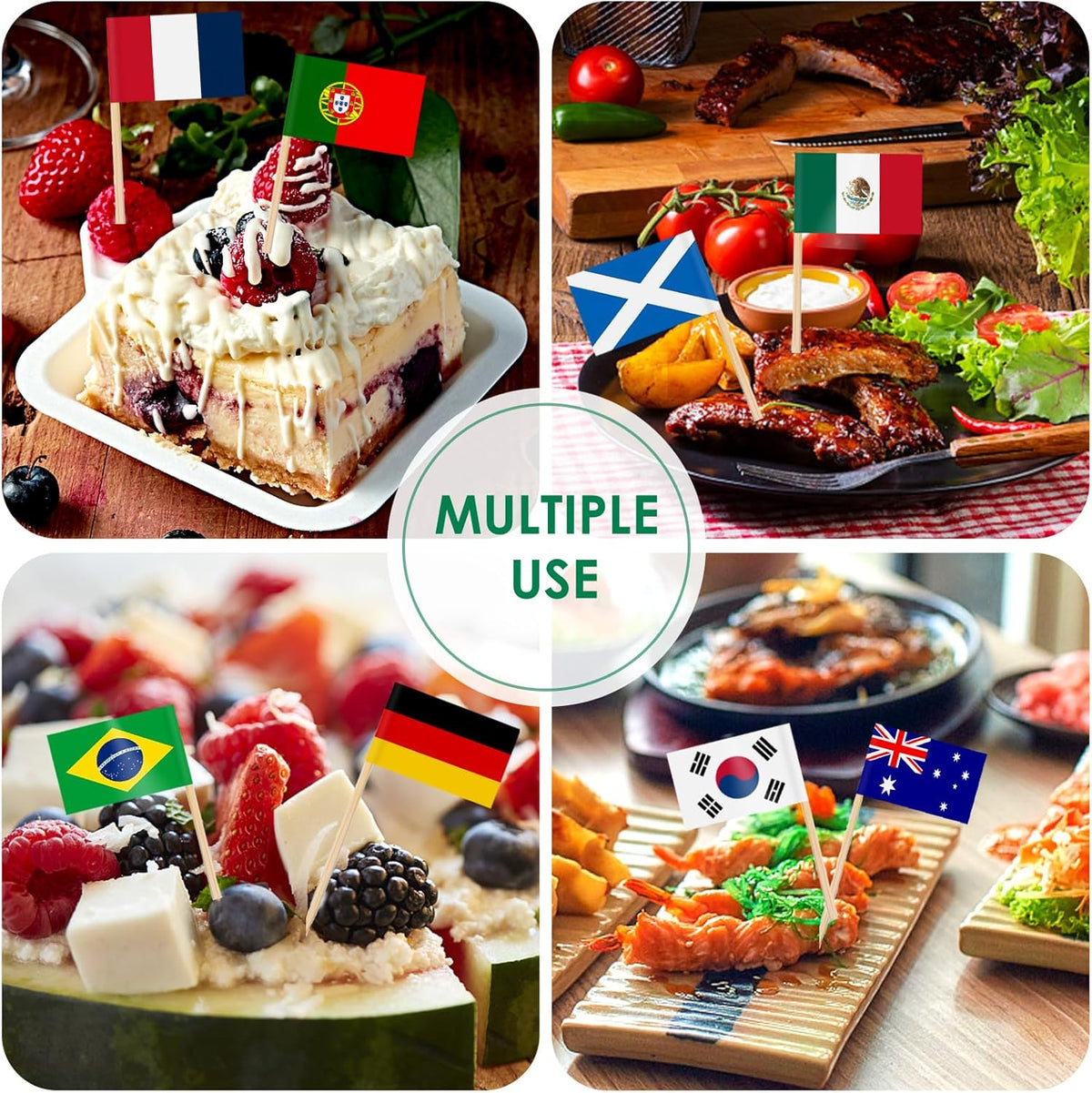 AhfuLife 48 Nation Flag Cocktail Sticks – Versatile Outdoor Party Supplies for Backyard BBQs and Open Air Match Nights