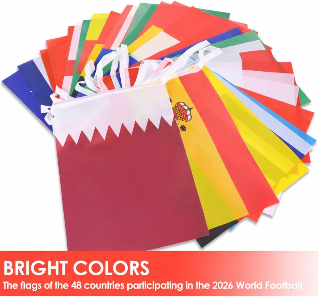 AhfuLife Soccer Nations Garland – Decorative Flag String for Game Day Ambiance in Home Bars & Lounges