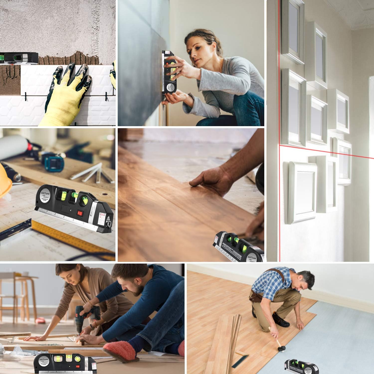 AikTryee 3-in-1 Laser Level – Kitchen Backsplash and Bathroom Tile Tool for Clean, Even Installation Lines